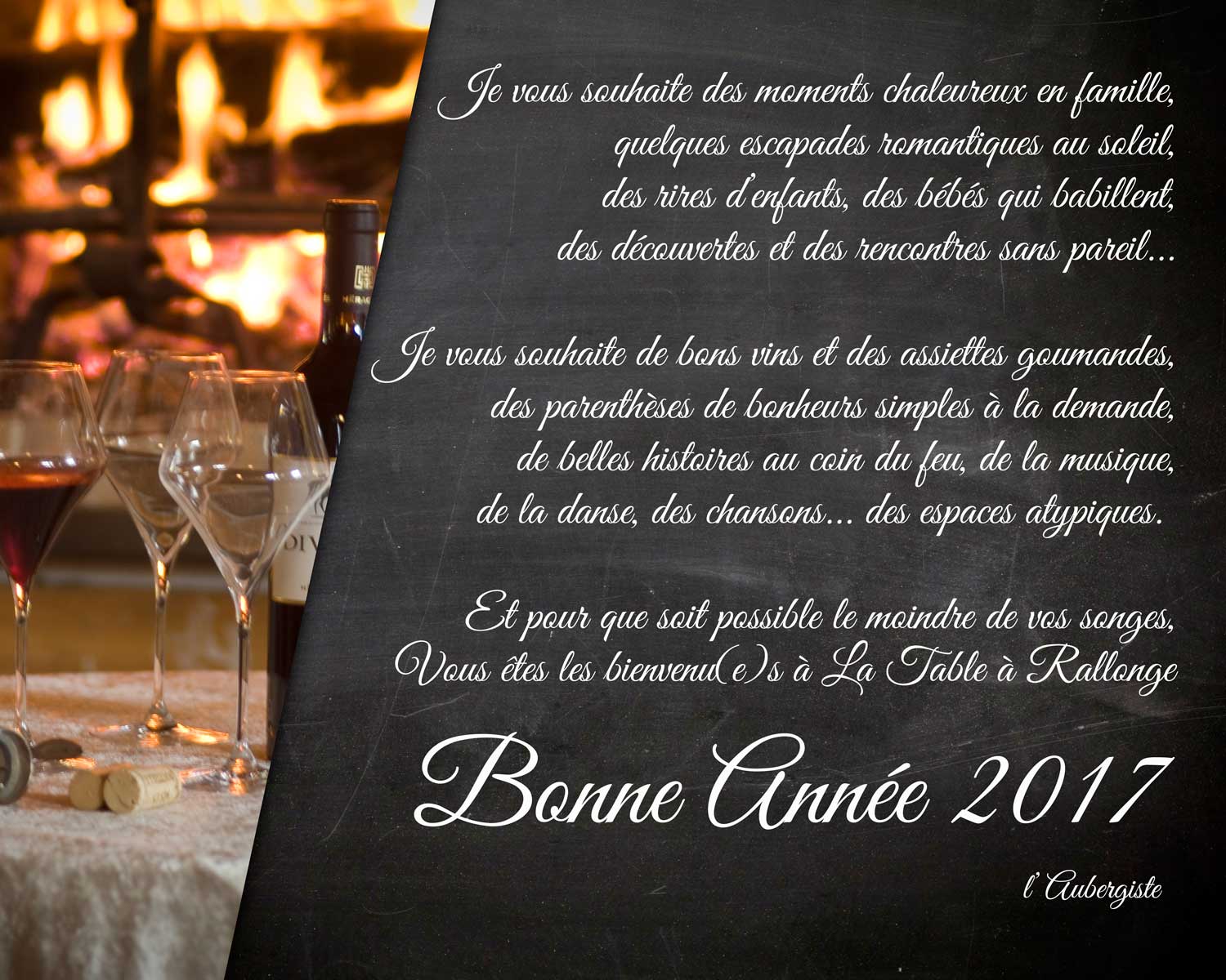 Les vœux de l'aubergiste de la TABLE à RALLONGE